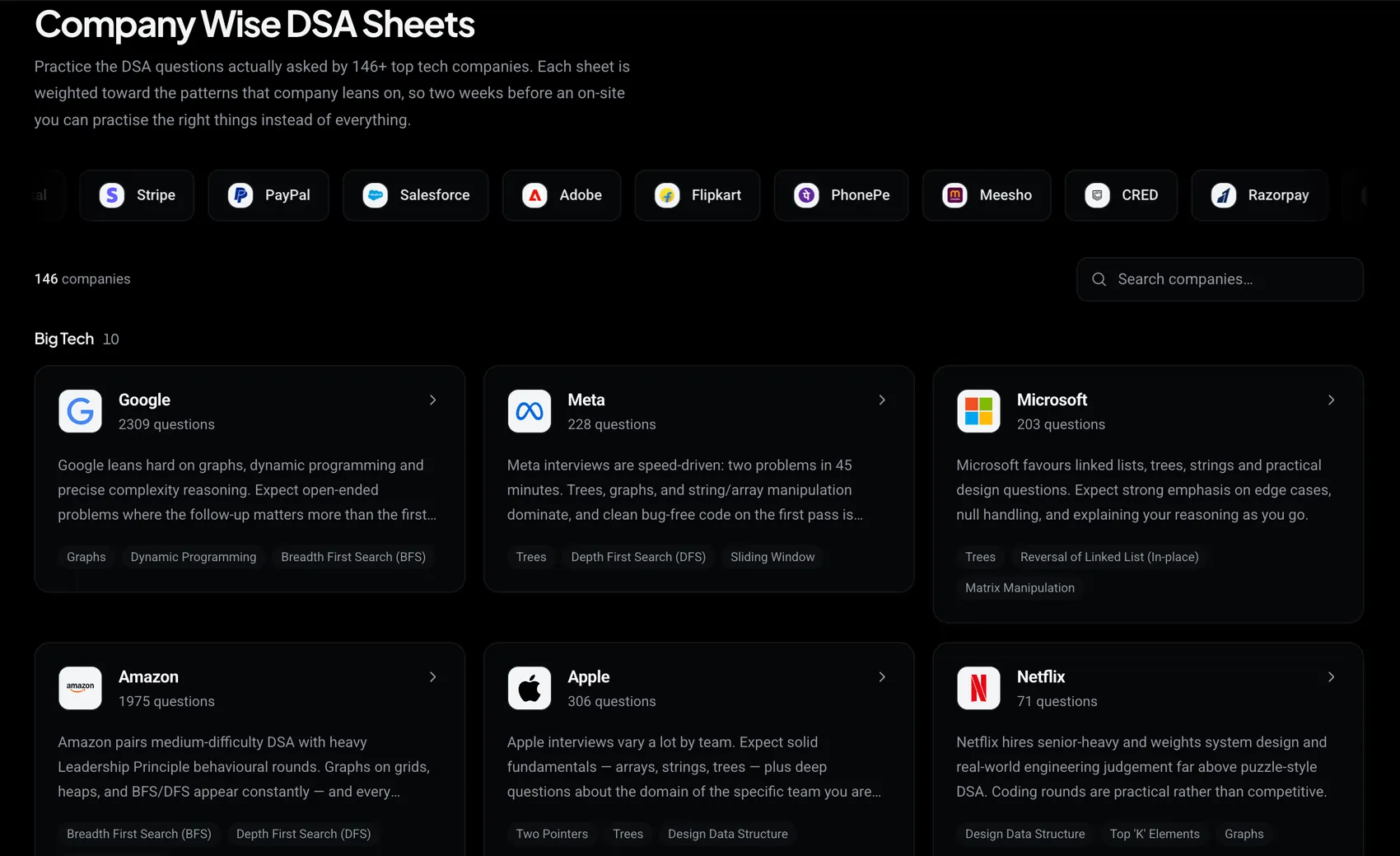 The Company Wise DSA page showing sheets for 146 companies
